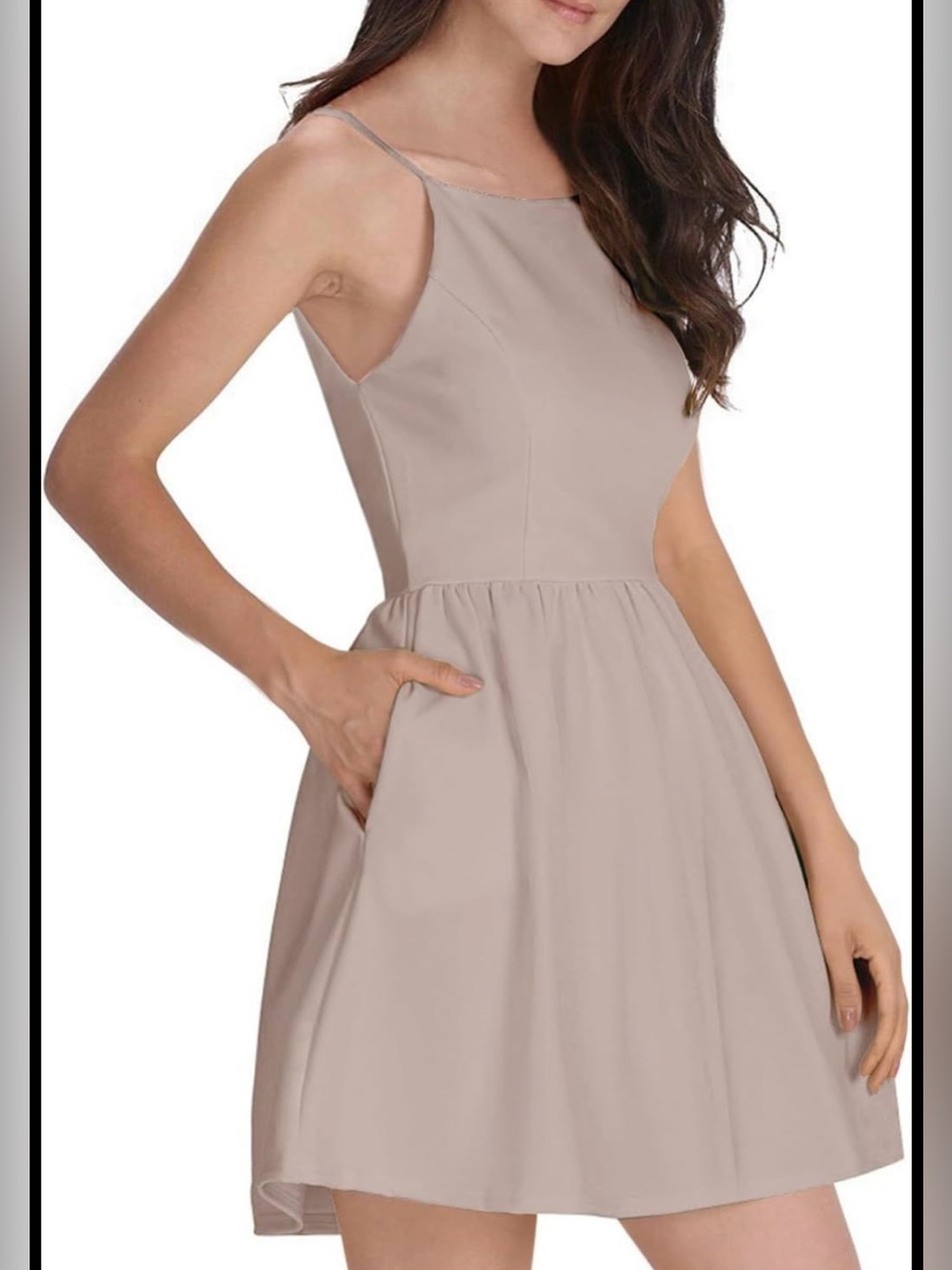 FANCYINN Backless Mini Skater Dress Spaghetti Strap L
